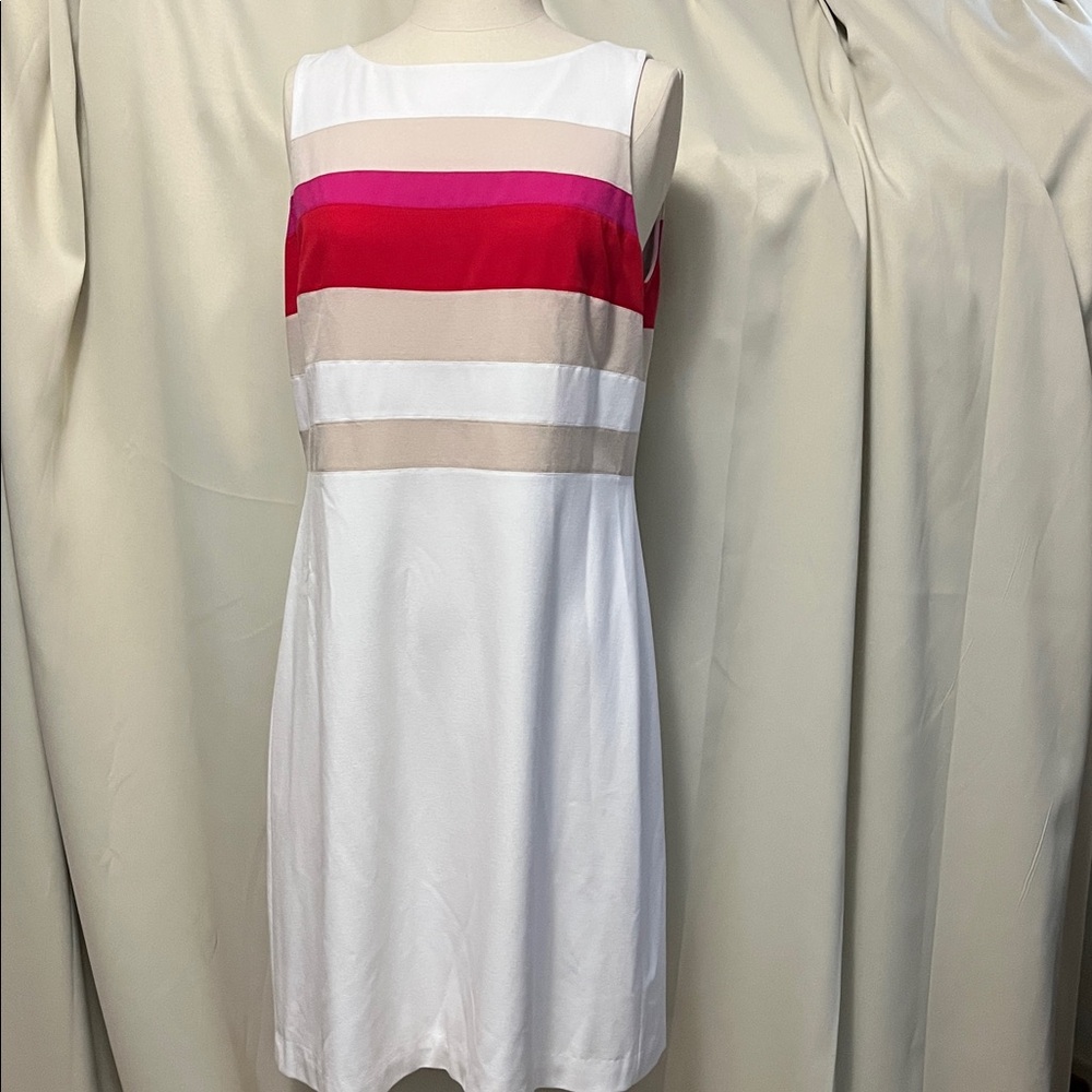 White House Black Market Striped Mini Dress - White, Red, Pink, Tan